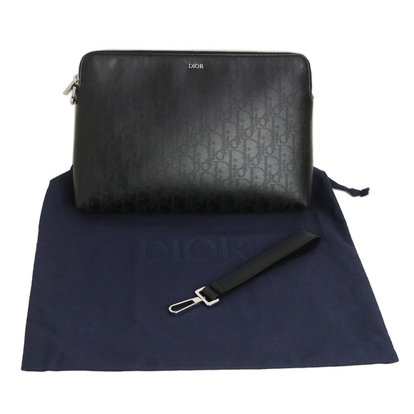 Dior Clutch Leather Galaxy Calf Olive Black Bag - Picture 1 of 12